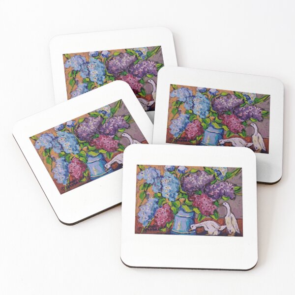 Item preview, Original Painting Relaxed - Lilac Floral Bouquet With Ceramic Ducks designed and sold by Ohowngien.