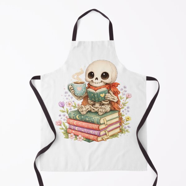 Item preview, Bookworm skeleton With Coffee Kawaii Reading designed and sold by QuiteOrbit.