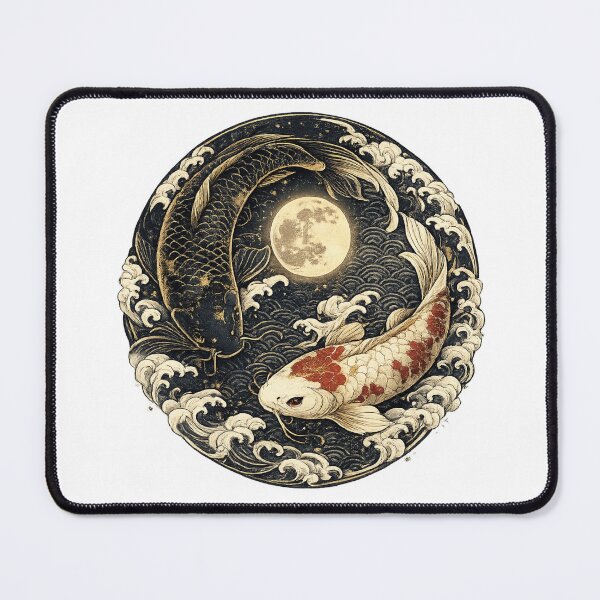 Item preview, Moonlit Yin Yang Koi | Japanese Koi Fish | Full Moon Zen Art | Traditional Asian Water Sticker designed and sold by MrDev.