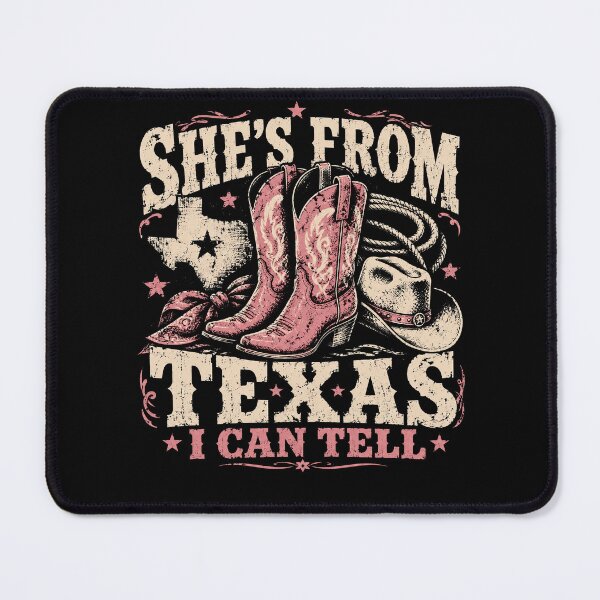 Item preview, She’s From Texas I Can Tell – Pink Cowgirl Boots Western Texas Girl Design designed and sold by PosiMCreations.