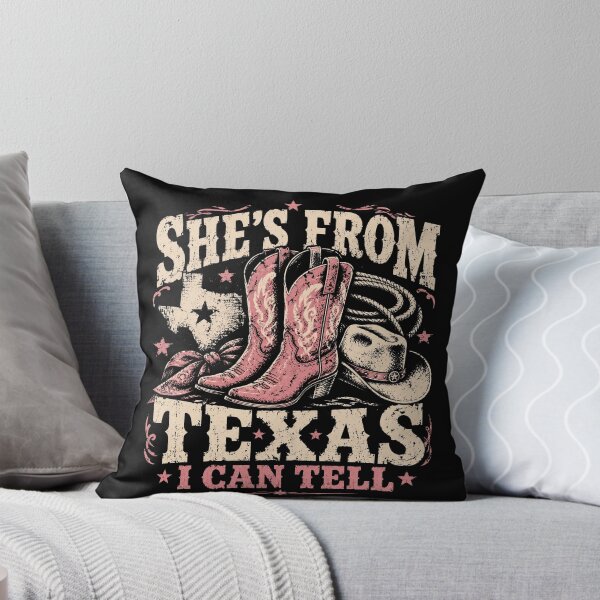 Item preview, She’s From Texas I Can Tell – Pink Cowgirl Boots Western Texas Girl Design designed and sold by PosiMCreations.