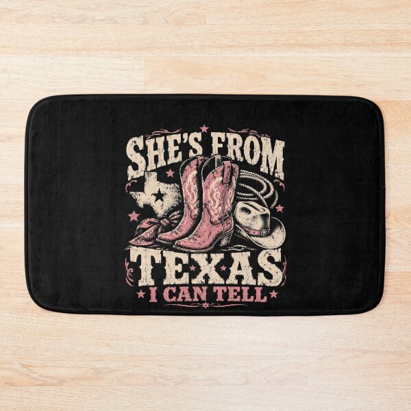 Item preview, She’s From Texas I Can Tell – Pink Cowgirl Boots Western Texas Girl Design designed and sold by PosiMCreations.