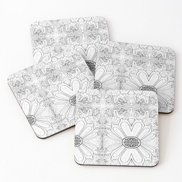 Item preview, Zentangle Rhombuses and flowers pattern designed and sold by Static.Alien.