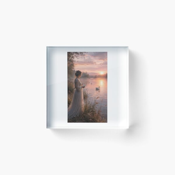 Item preview, The Swan Lake Letter Romantic Dawn Illustration designed and sold by TaiwoDesigns.