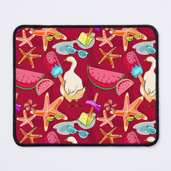 Item preview, Bold Summer Duck and Tropical Popsicle Seamless Pattern on Maroon designed and sold by zanaxxer.