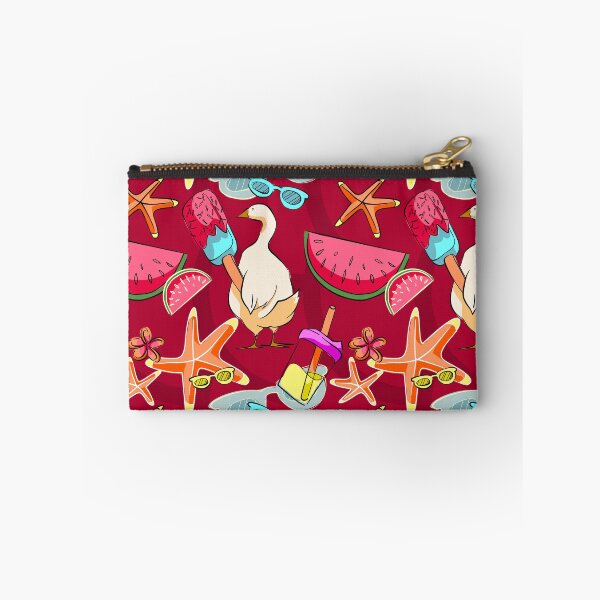 Item preview, Bold Summer Duck and Tropical Popsicle Seamless Pattern on Maroon designed and sold by zanaxxer.