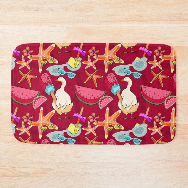 Item preview, Bold Summer Duck and Tropical Popsicle Seamless Pattern on Maroon designed and sold by zanaxxer.