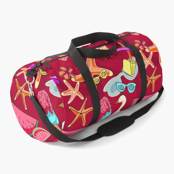 Item preview, Bold Summer Duck and Tropical Popsicle Seamless Pattern on Maroon designed and sold by zanaxxer.