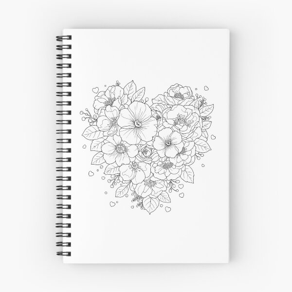 Item preview, Floral Heart Coloring Page Design designed and sold by EmpoweredEchoesSpirit.