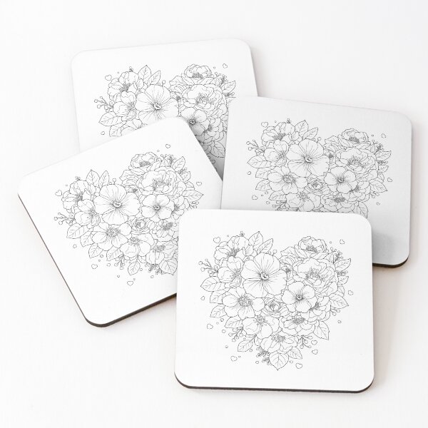 Item preview, Floral Heart Coloring Page Design designed and sold by EmpoweredEchoesSpirit.