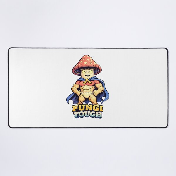 Item preview, Fungi Tough Shirt – Buff Superhero Mushroom Pun Art designed and sold by SoftSproutstu.