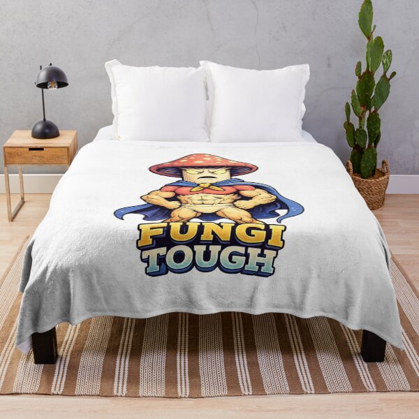 Item preview, Fungi Tough Shirt – Buff Superhero Mushroom Pun Art designed and sold by SoftSproutstu.