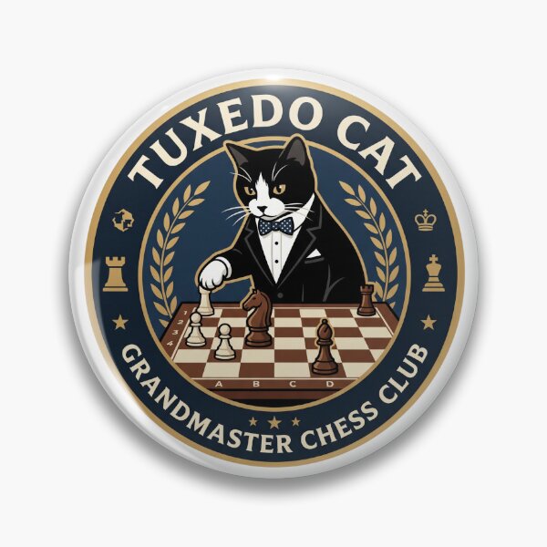 Item preview, Tuxedo Cat Grandmaster Chess Club Checkered Board Knight designed and sold by PictoVibe.
