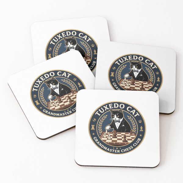 Item preview, Tuxedo Cat Grandmaster Chess Club Checkered Board Knight designed and sold by PictoVibe.