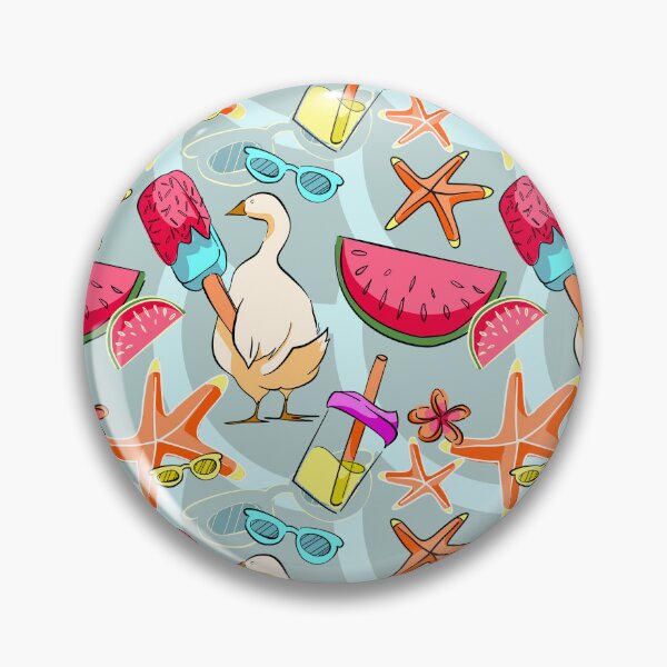 Item preview, Cool Summer Duck and Beach Elements Seamless Pattern on Mint Blue designed and sold by zanaxxer.