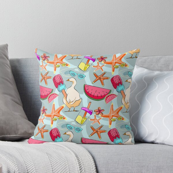 Item preview, Cool Summer Duck and Beach Elements Seamless Pattern on Mint Blue designed and sold by zanaxxer.