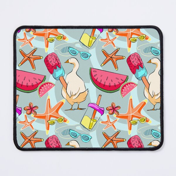 Item preview, Cool Summer Duck and Beach Elements Seamless Pattern on Mint Blue designed and sold by zanaxxer.