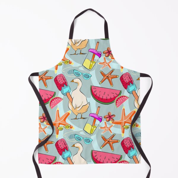 Item preview, Cool Summer Duck and Beach Elements Seamless Pattern on Mint Blue designed and sold by zanaxxer.