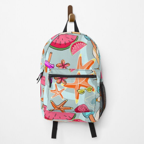Item preview, Cool Summer Duck and Beach Elements Seamless Pattern on Mint Blue designed and sold by zanaxxer.