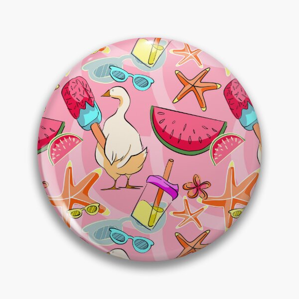 Item preview, Cute Summer Duck and Watermelon Seamless Pattern on Pink designed and sold by zanaxxer.