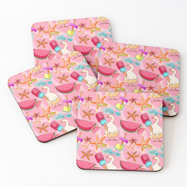 Item preview, Cute Summer Duck and Watermelon Seamless Pattern on Pink designed and sold by zanaxxer.