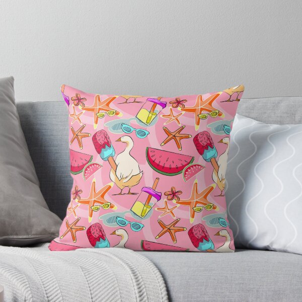 Item preview, Cute Summer Duck and Watermelon Seamless Pattern on Pink designed and sold by zanaxxer.