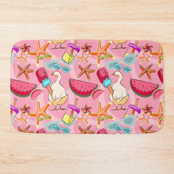 Item preview, Cute Summer Duck and Watermelon Seamless Pattern on Pink designed and sold by zanaxxer.