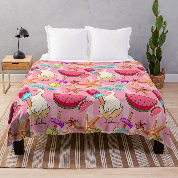 Item preview, Cute Summer Duck and Watermelon Seamless Pattern on Pink designed and sold by zanaxxer.