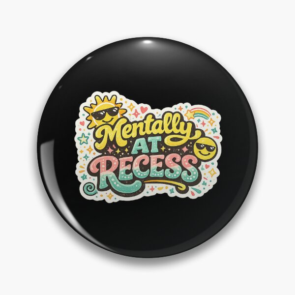 Item preview, Mentally At Recess Sticker | Funny Mental Health Quote Vinyl Decal | Retro Cute Rainbow Sun Cartoon Design designed and sold by FestivityFinds.