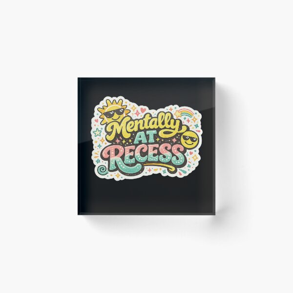 Item preview, Mentally At Recess Sticker | Funny Mental Health Quote Vinyl Decal | Retro Cute Rainbow Sun Cartoon Design designed and sold by FestivityFinds.