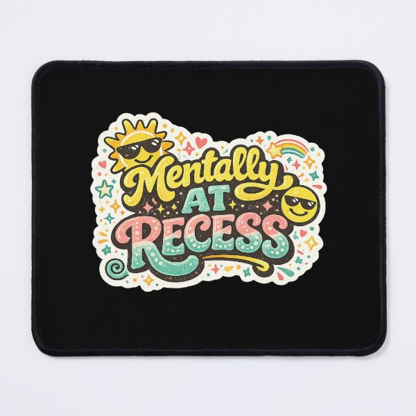 Item preview, Mentally At Recess Sticker | Funny Mental Health Quote Vinyl Decal | Retro Cute Rainbow Sun Cartoon Design designed and sold by FestivityFinds.