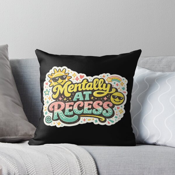 Item preview, Mentally At Recess Sticker | Funny Mental Health Quote Vinyl Decal | Retro Cute Rainbow Sun Cartoon Design designed and sold by FestivityFinds.