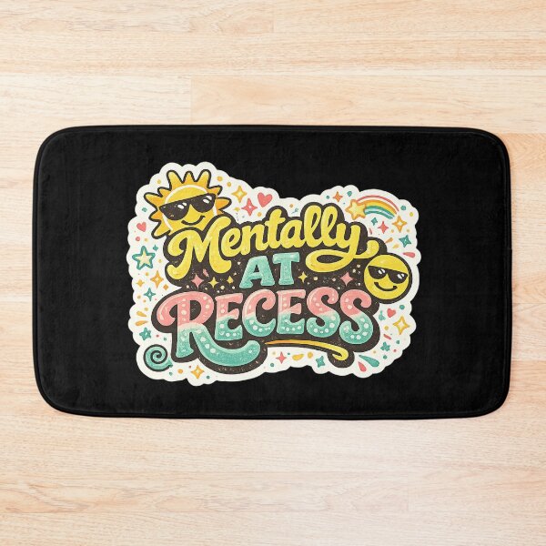 Item preview, Mentally At Recess Sticker | Funny Mental Health Quote Vinyl Decal | Retro Cute Rainbow Sun Cartoon Design designed and sold by FestivityFinds.