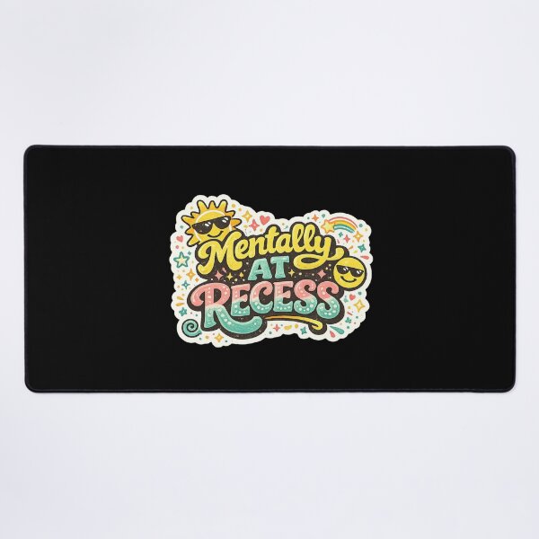 Item preview, Mentally At Recess Sticker | Funny Mental Health Quote Vinyl Decal | Retro Cute Rainbow Sun Cartoon Design designed and sold by FestivityFinds.