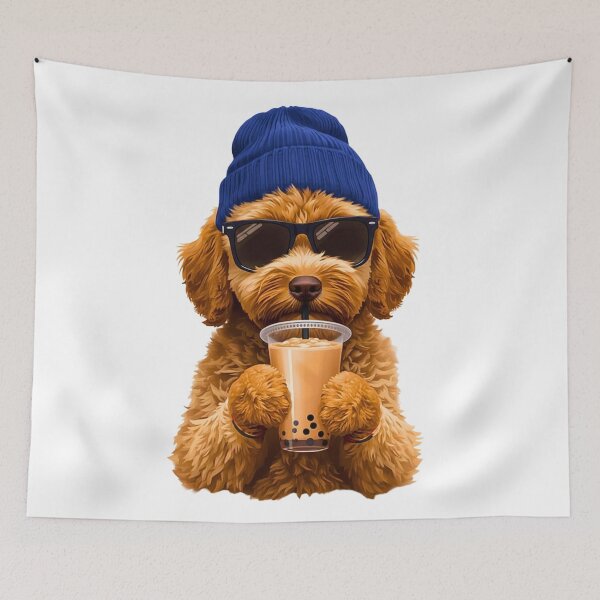 Item preview, Hipster Goldendoodle Drinking Boba Tea | Cute Dog Lover Bubble Tea Design designed and sold by Fredster1966.