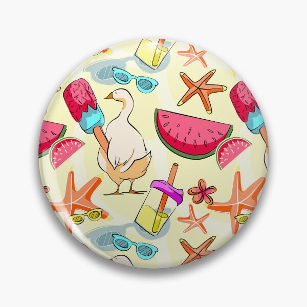 Item preview, Sunny Summer Duck and Watermelon Seamless Pattern on Pale Yellow designed and sold by zanaxxer.