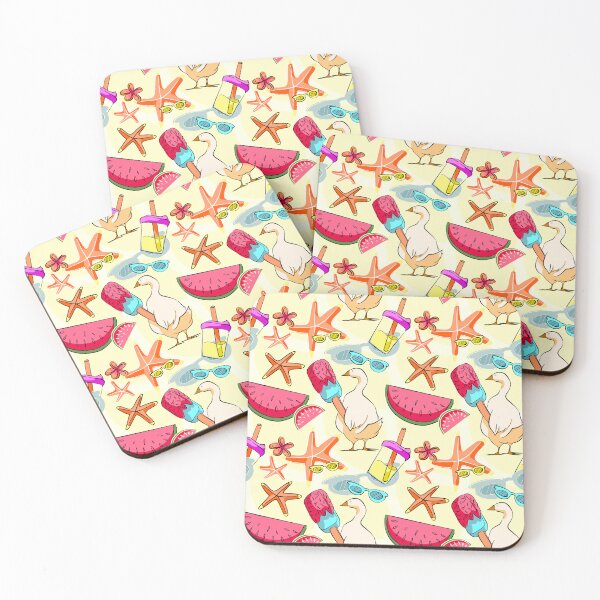 Item preview, Sunny Summer Duck and Watermelon Seamless Pattern on Pale Yellow designed and sold by zanaxxer.