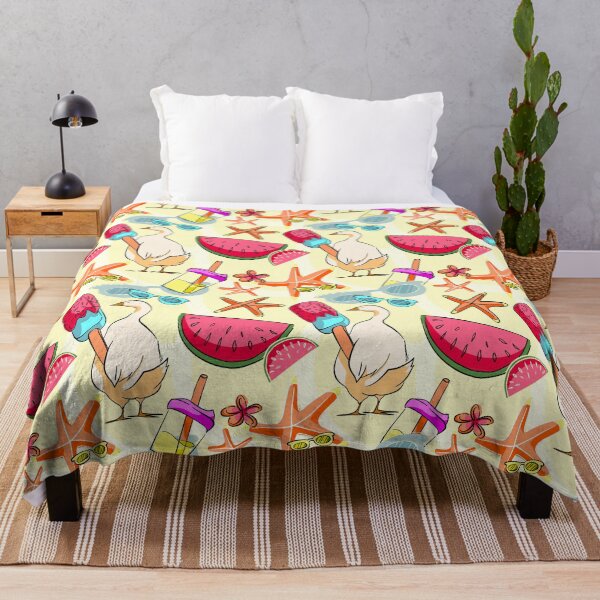 Item preview, Sunny Summer Duck and Watermelon Seamless Pattern on Pale Yellow designed and sold by zanaxxer.