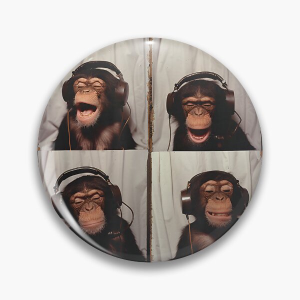 Item preview, Monkey Wearing Headphones Art Chimp Animal Photobooth T-Shirt designed and sold by Voila-creative.