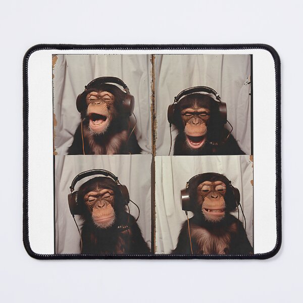 Item preview, Monkey Wearing Headphones Art Chimp Animal Photobooth T-Shirt designed and sold by Voila-creative.