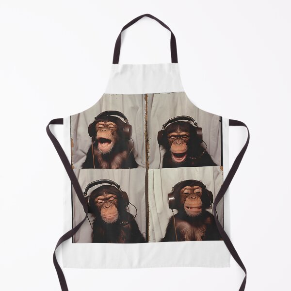 Item preview, Monkey Wearing Headphones Art Chimp Animal Photobooth T-Shirt designed and sold by Voila-creative.
