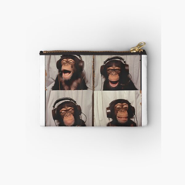 Item preview, Monkey Wearing Headphones Art Chimp Animal Photobooth T-Shirt designed and sold by Voila-creative.