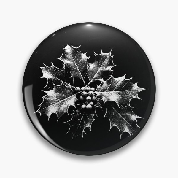Item preview, Black and White Holly Leaves with Berries – Elegant Christmas Botanical Design designed and sold by inkoutninja.