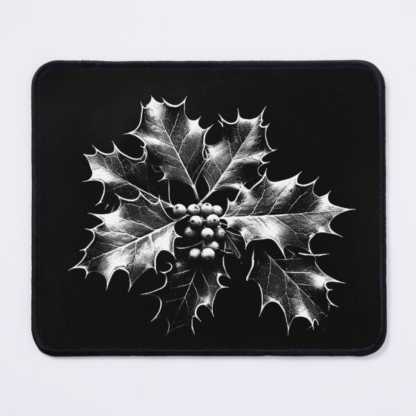Item preview, Black and White Holly Leaves with Berries – Elegant Christmas Botanical Design designed and sold by inkoutninja.