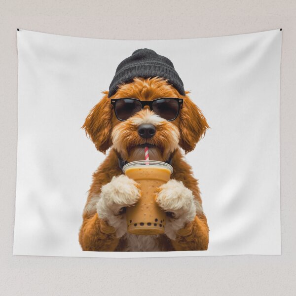 Item preview, Hipster Bernedoodle Drinking Boba Tea | Cute Dog Lover Bubble Tea Design designed and sold by Fredster1966.