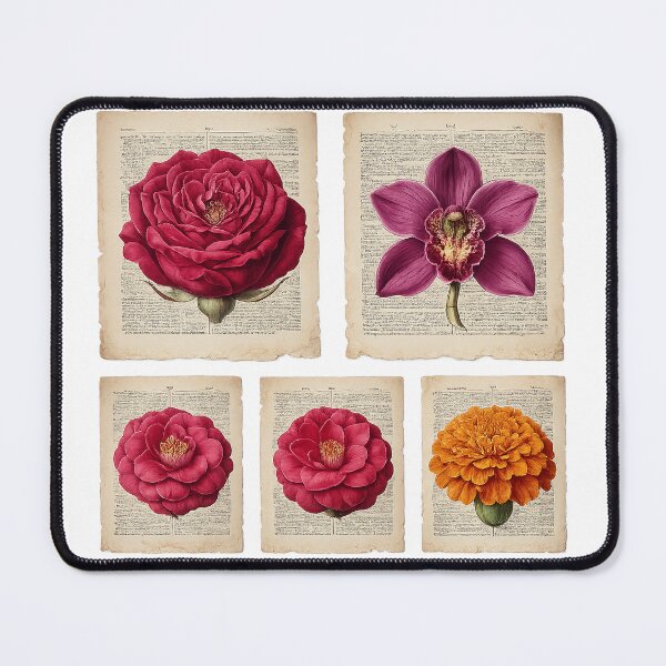 Item preview, Vintage Floral Book Page Collection designed and sold by Bio Tech Art.
