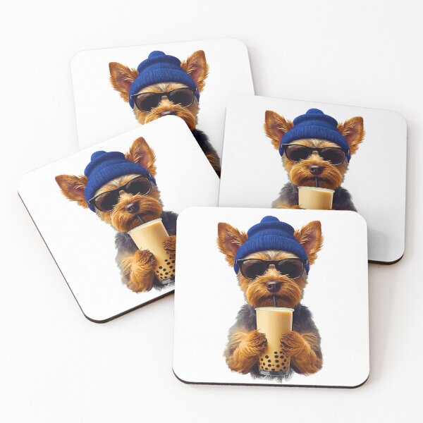Item preview, Hipster Yorkshire Terrier Drinking Boba Tea | Cute Yorkie Dog Lover Design designed and sold by Fredster1966.