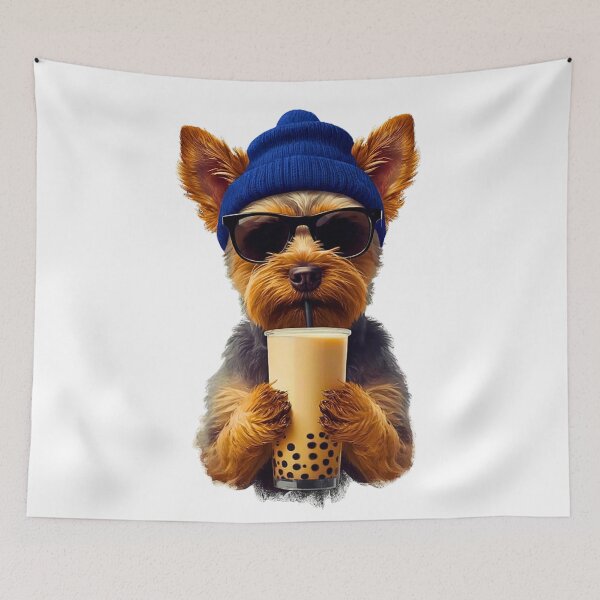 Item preview, Hipster Yorkshire Terrier Drinking Boba Tea | Cute Yorkie Dog Lover Design designed and sold by Fredster1966.