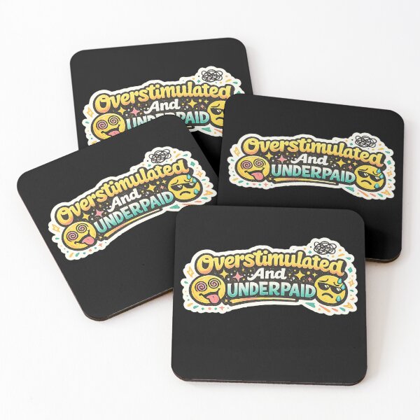 Item preview, Overstimulated and Underpaid Funny Retro Sticker designed and sold by FestivityFinds.
