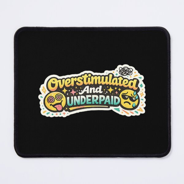 Item preview, Overstimulated and Underpaid Funny Retro Sticker designed and sold by FestivityFinds.